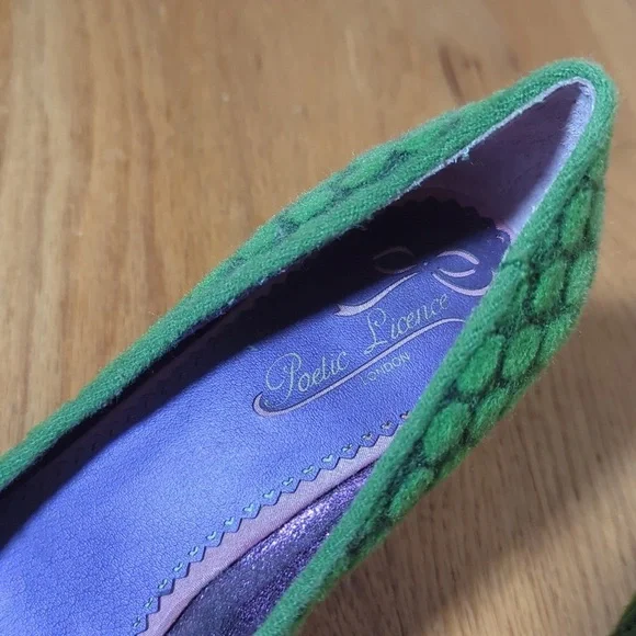 Poetic License Charm School Sz EU39.5 Green Polka Dot Heels - Picture 3 of 8